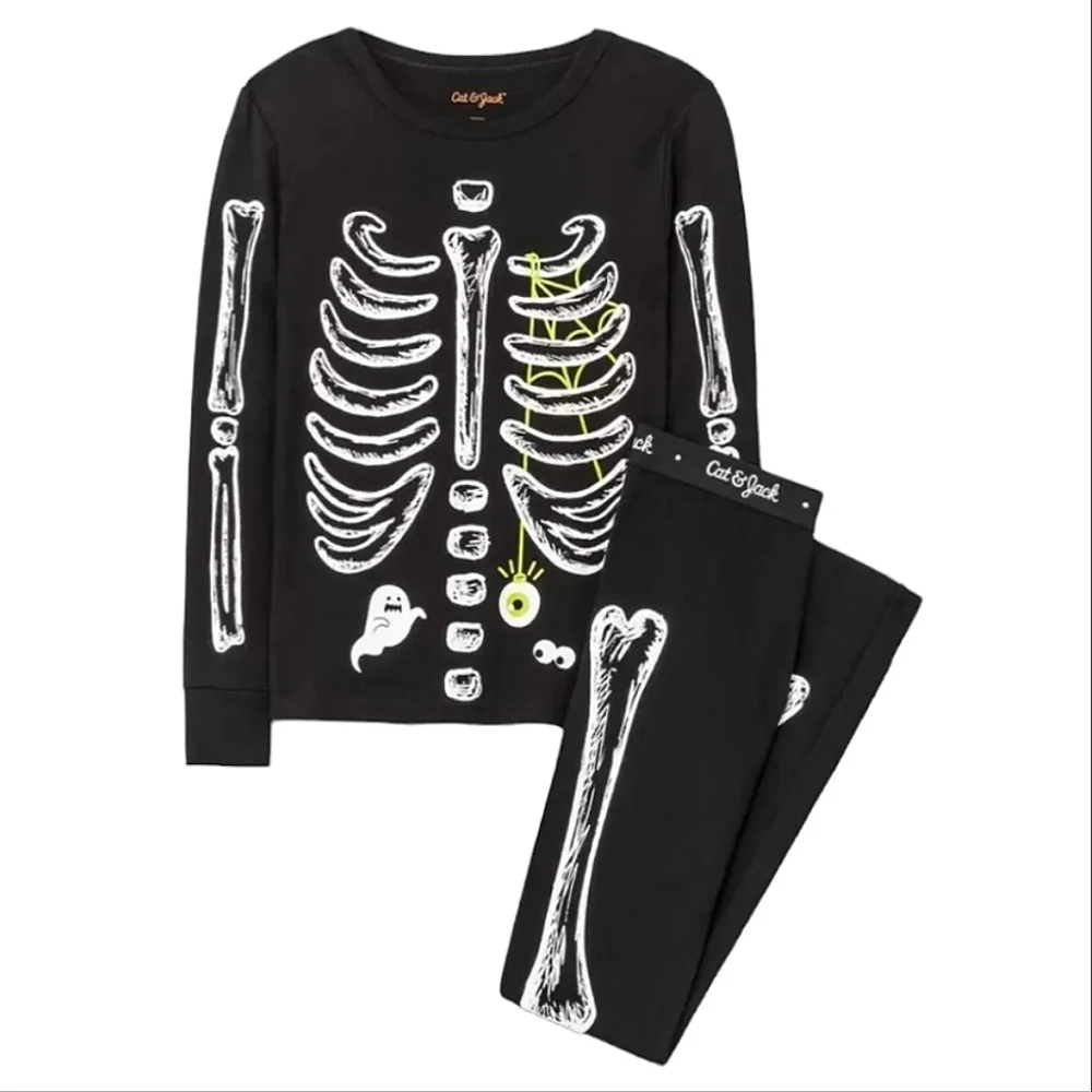 CAT & JACK Skeleton Halloween Costume PJs Glow in the Dark Pajama Set ❎️SOLD❎️ - Picture 2 of 4